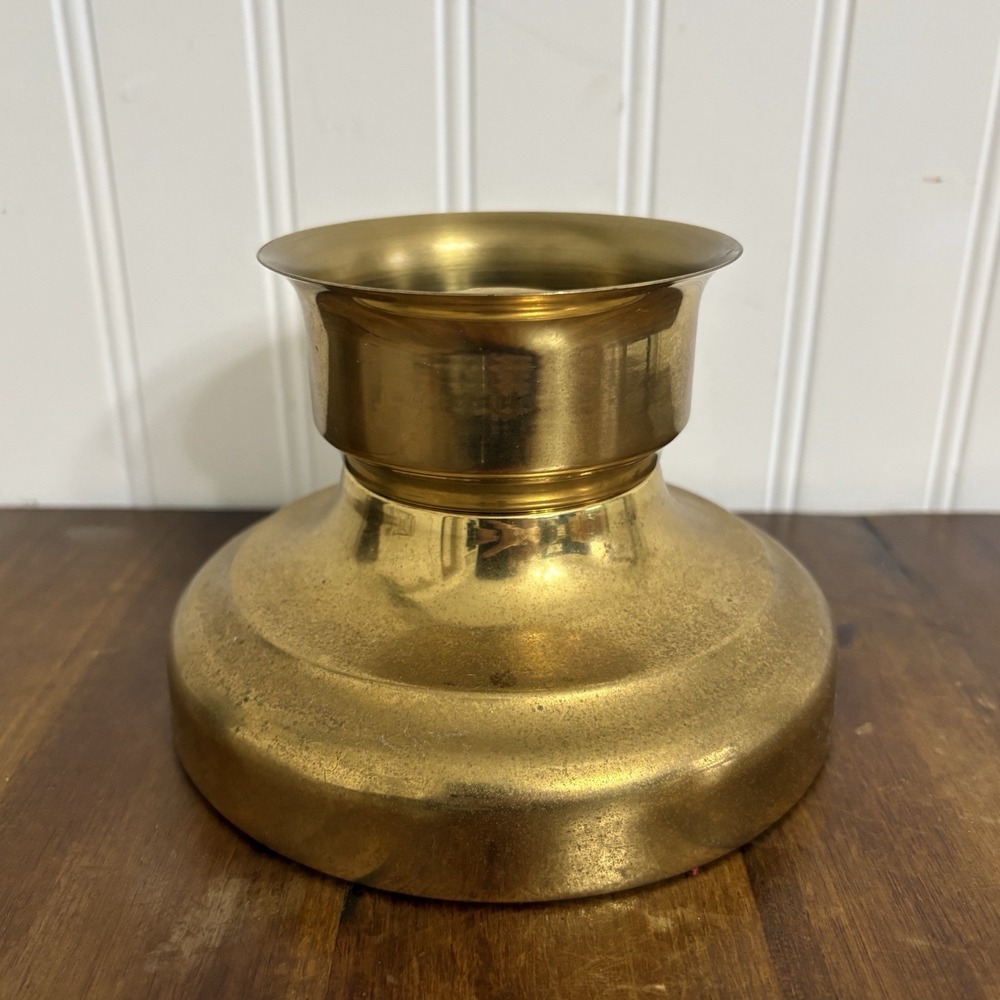Vtg Copper Craft Brass Hurricane Candle Holder USA MCM Hollywood Regency Patina